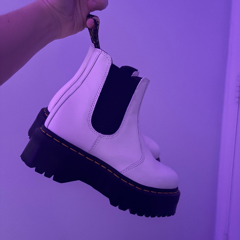 White Platform Chelsea Boots
